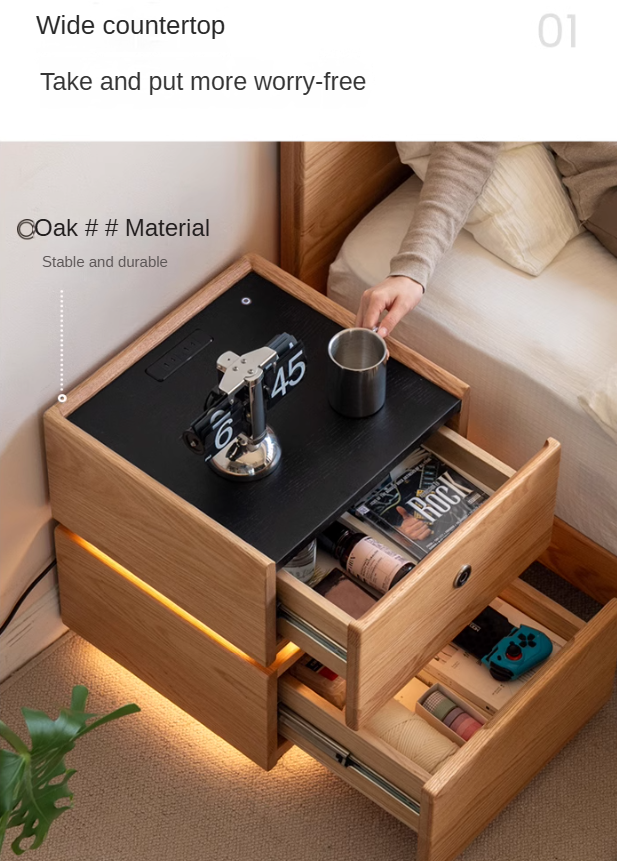 Ash, Oak, Sandalwood Multifunctional Nightstand