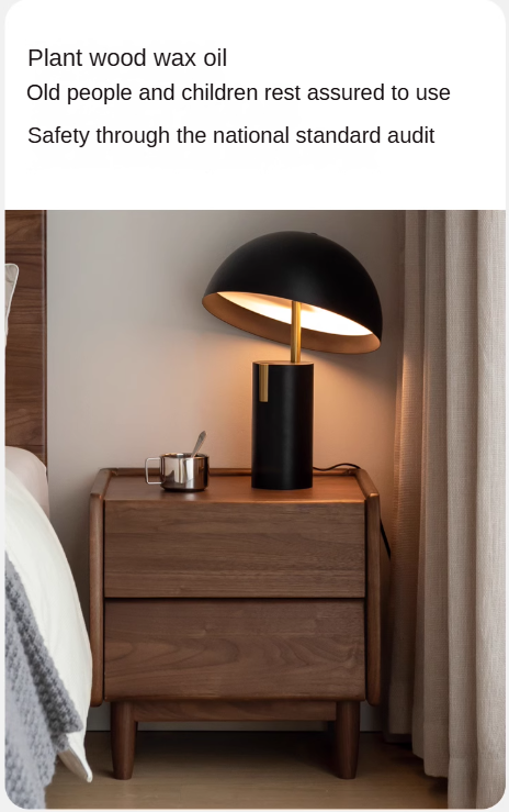 Black Walnut Solid Wood Small Nightstand