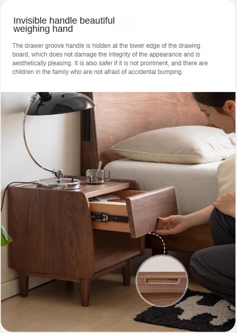 Black Walnut Solid Wood Small Nightstand