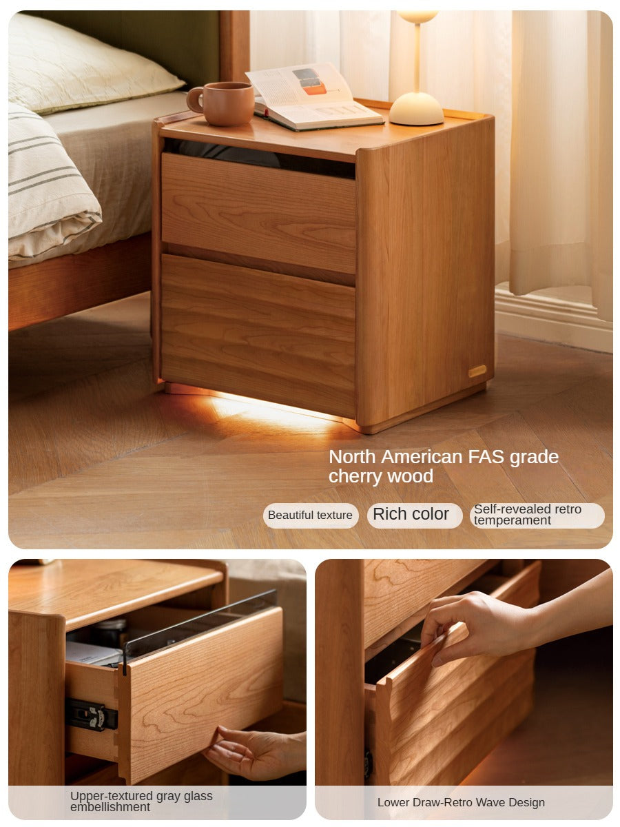 Cherry Wood Nightstand Lighted.