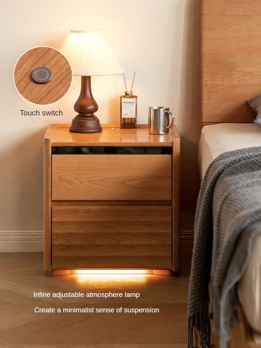 Cherry Wood Nightstand Lighted.