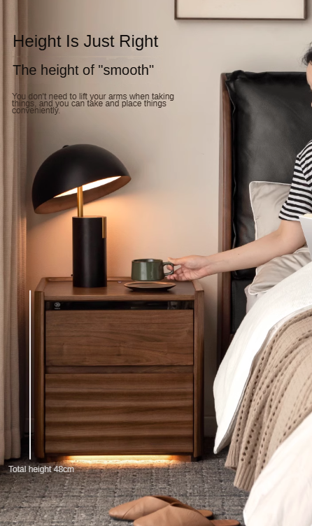 Black Walnut Solid Wood Simple Nightstand.