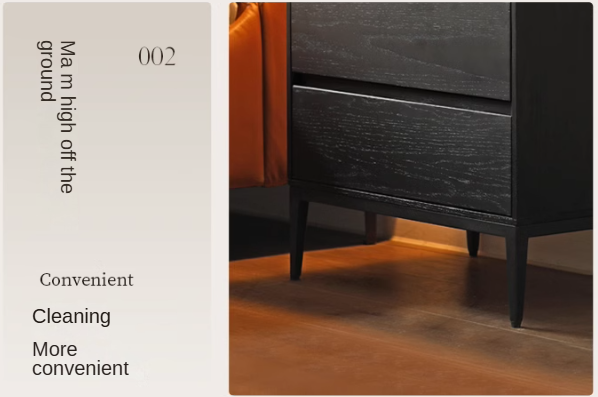 Genuine leather cowhide bed bedroom complete furniture light luxury style black.