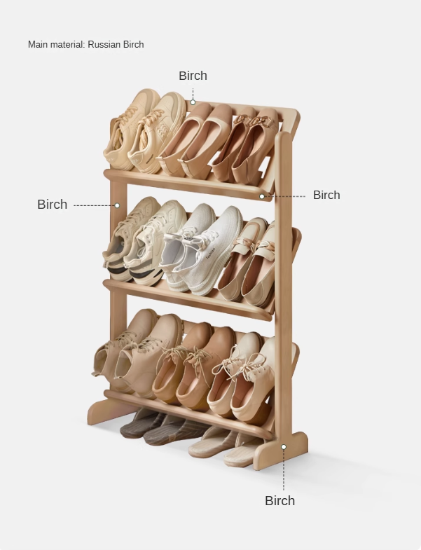 Birch, Beech Solid Wood Multi-Layer Ultra-Thin Shoe Racks