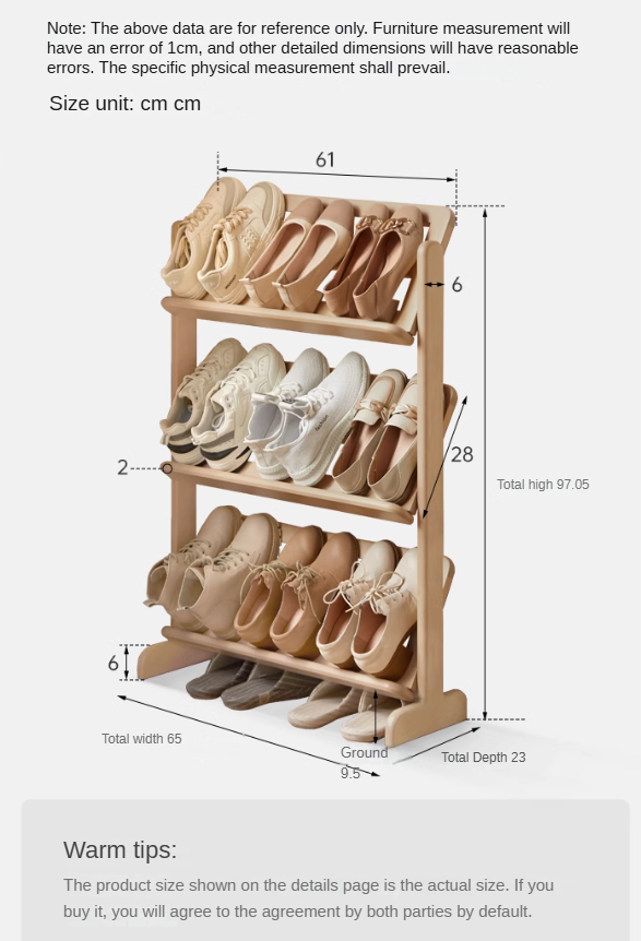Birch, Beech Solid Wood Multi-Layer Ultra-Thin Shoe Racks