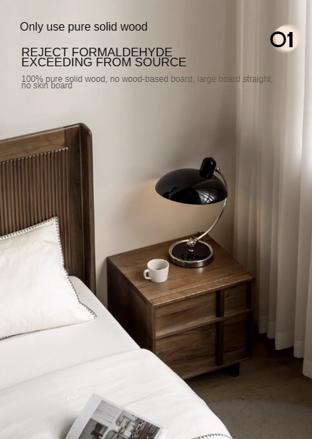 Black Walnut, Ash, Oak Solid Wood Storage Bedside Nightstand ,