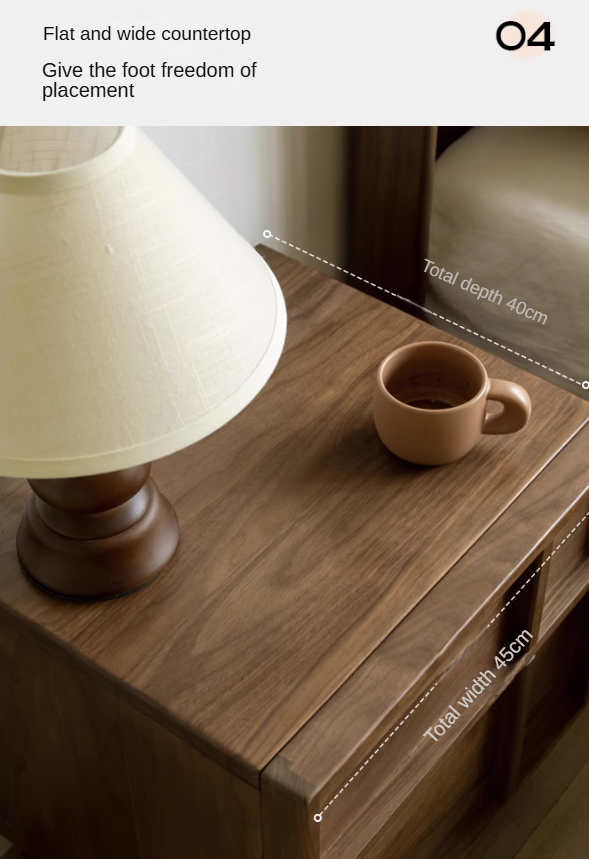 Black Walnut, Ash, Oak Solid Wood Storage Bedside Nightstand ,