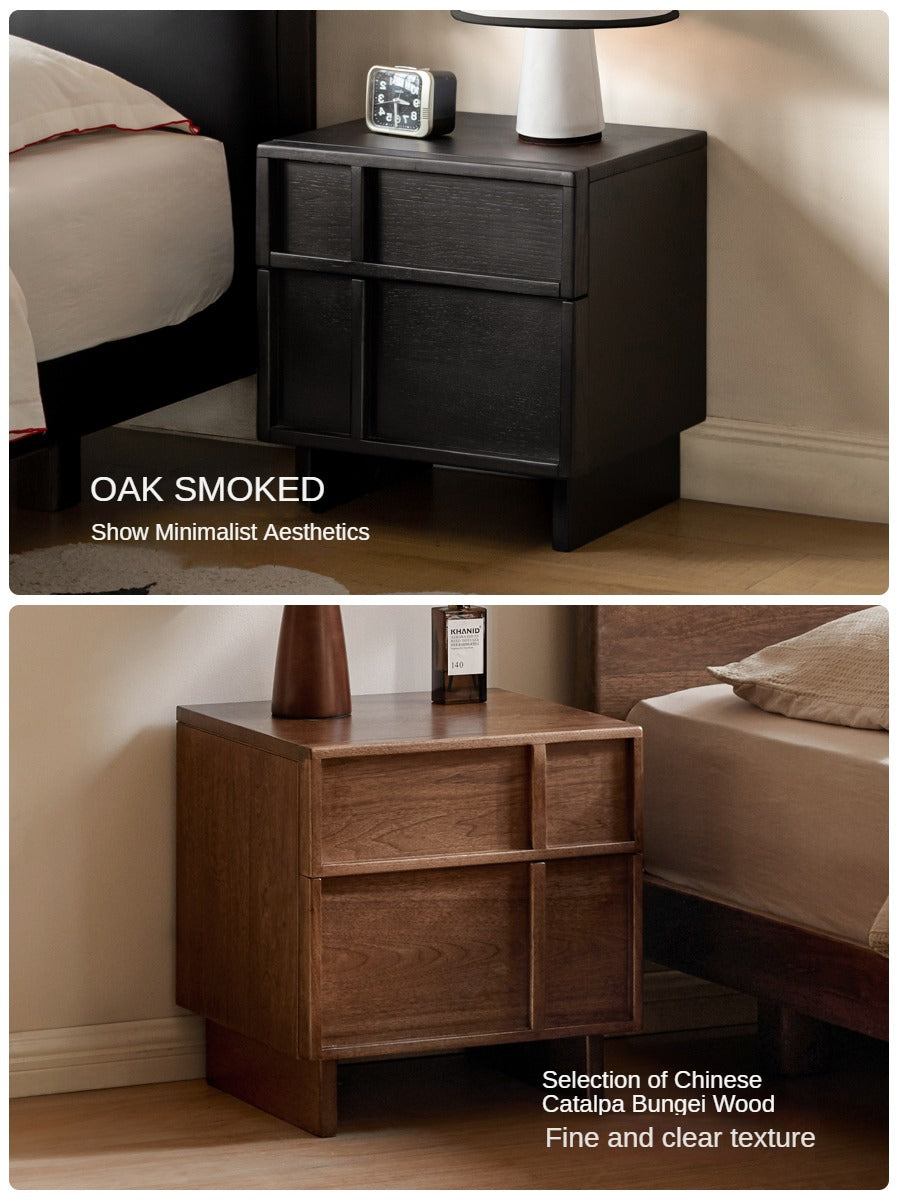 Black Walnut, Ash, Oak Solid Wood Storage Bedside Nightstand ,