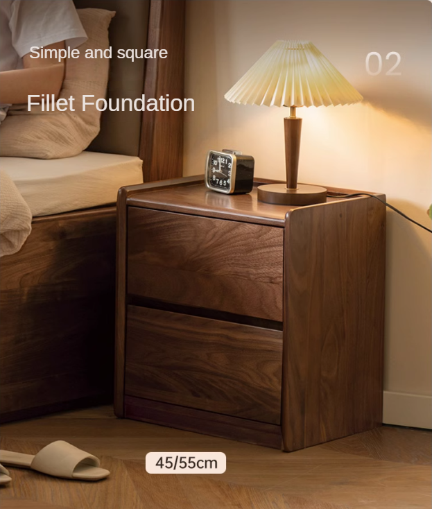 Sandalwood, Black Walnut Solid Wood Nightstand.