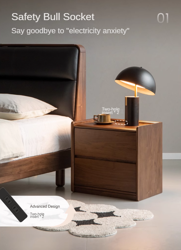 Sandalwood, Black Walnut Solid Wood Nightstand.