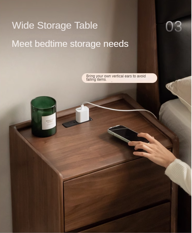 Sandalwood, Black Walnut Solid Wood Nightstand.