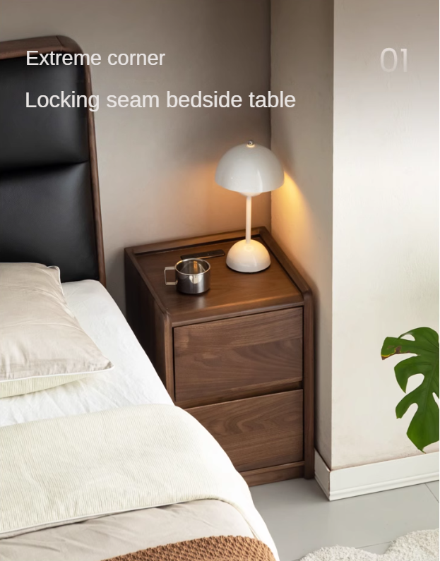 Sandalwood, Black Walnut Solid Wood Nightstand.