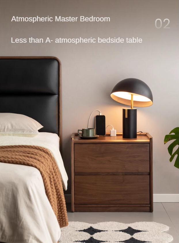 Sandalwood, Black Walnut Solid Wood Nightstand.