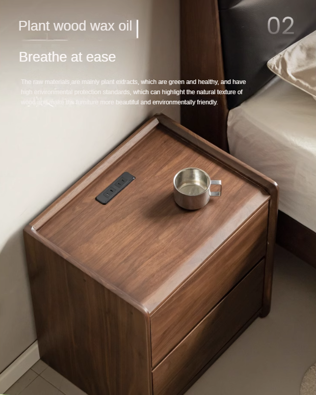 Sandalwood, Black Walnut Solid Wood Nightstand.