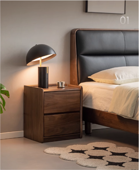 Sandalwood, Black Walnut Solid Wood Nightstand.