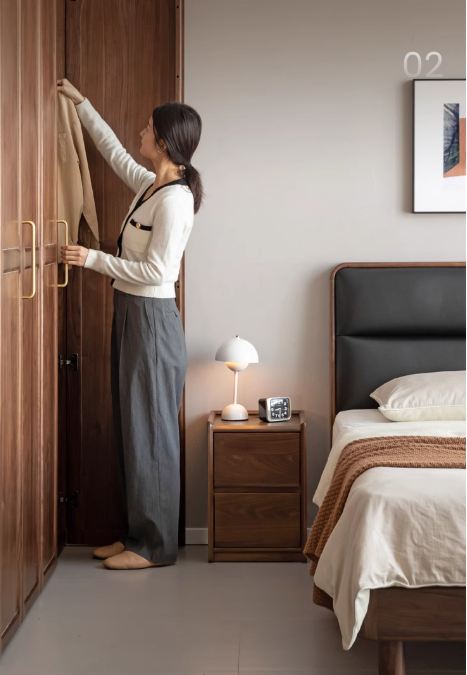 Sandalwood, Black Walnut Solid Wood Nightstand.