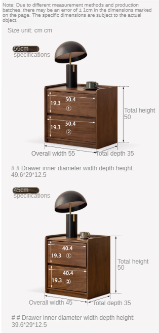 Sandalwood, Black Walnut Solid Wood Nightstand.