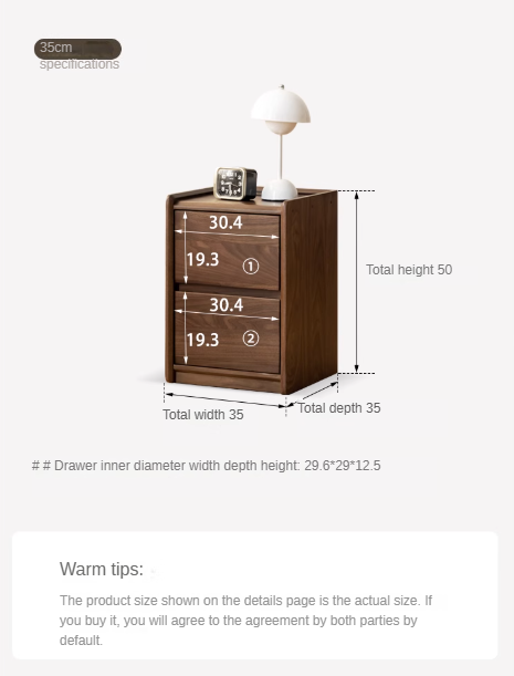Sandalwood, Black Walnut Solid Wood Nightstand.