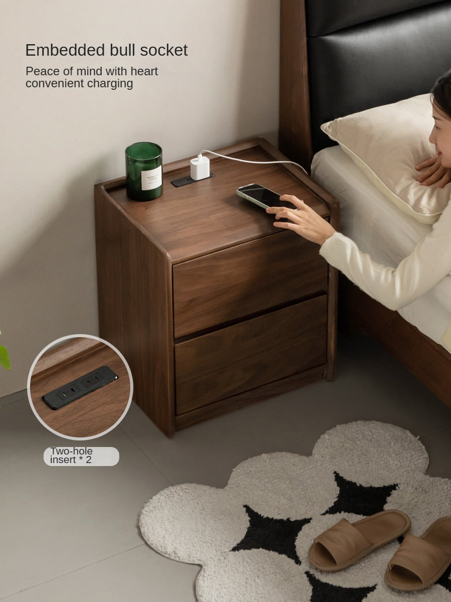 Sandalwood, Black Walnut Solid Wood Nightstand.