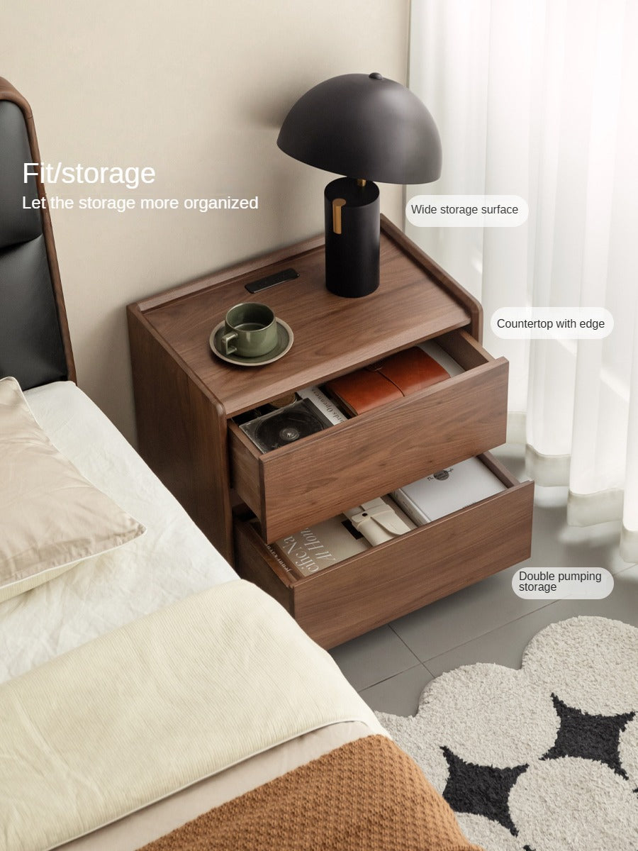 Sandalwood, Black Walnut Solid Wood Nightstand.