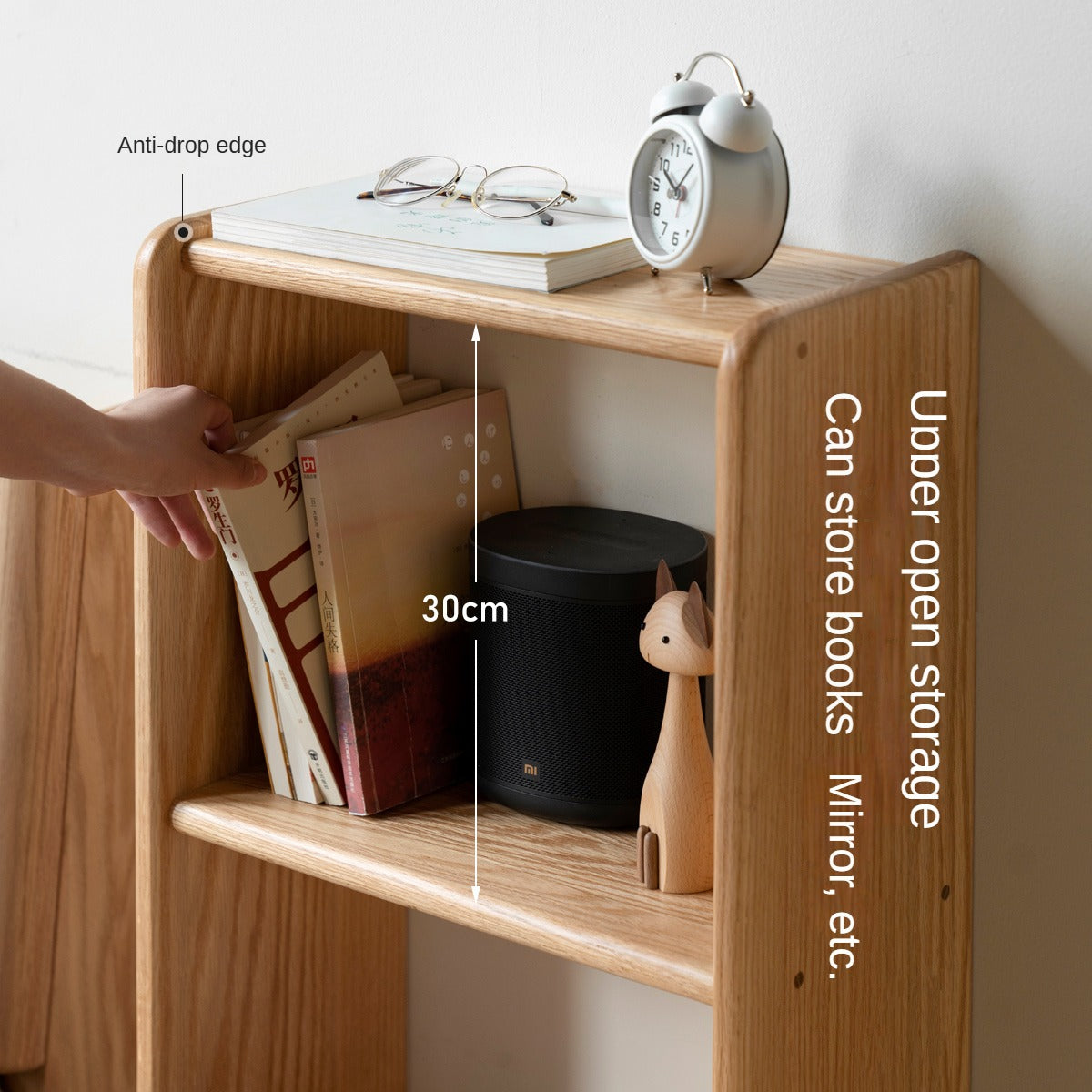 Oak Solid Wood Multifunctional High Section Nightstand)