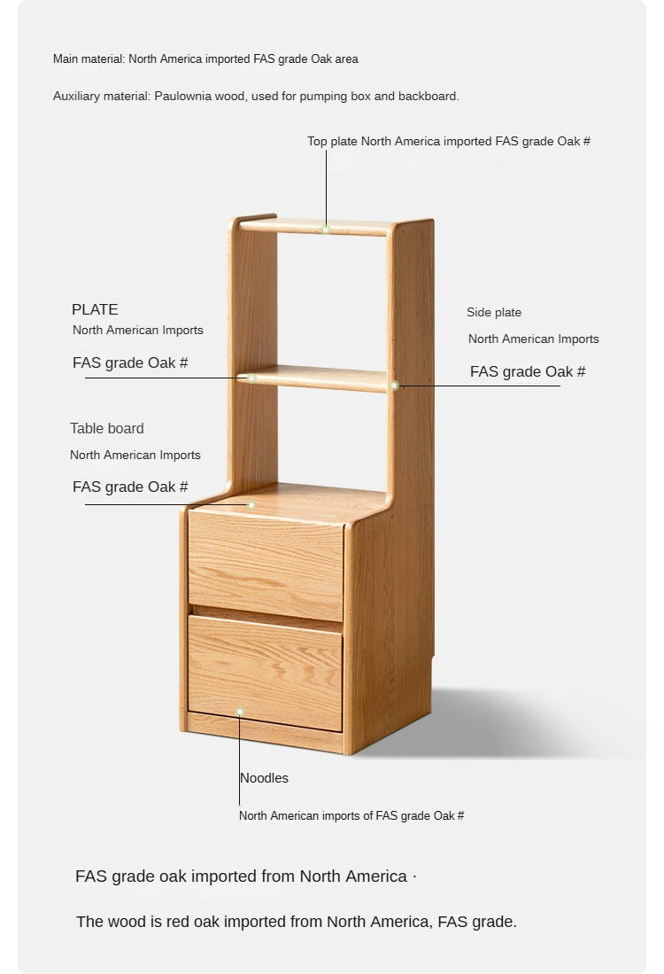 Oak Solid Wood Multifunctional High Section Nightstand)