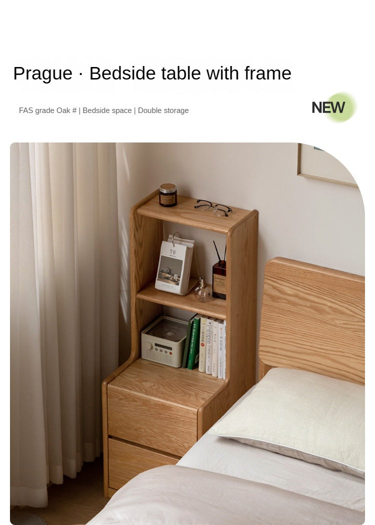 Oak Solid Wood Multifunctional High Section Nightstand)