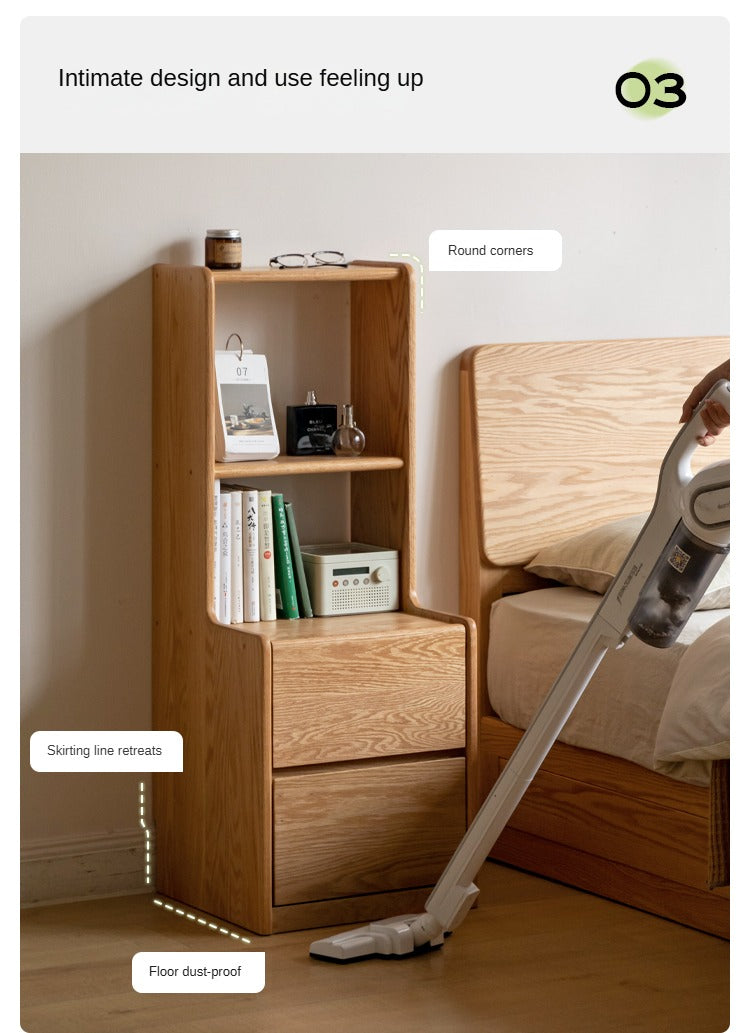 Oak Solid Wood Multifunctional High Section Nightstand)