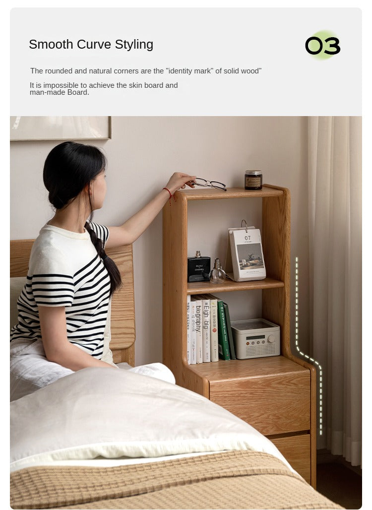 Oak Solid Wood Multifunctional High Section Nightstand)