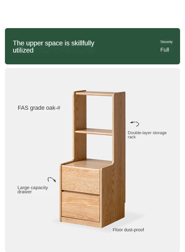 Oak Solid Wood Multifunctional High Section Nightstand)