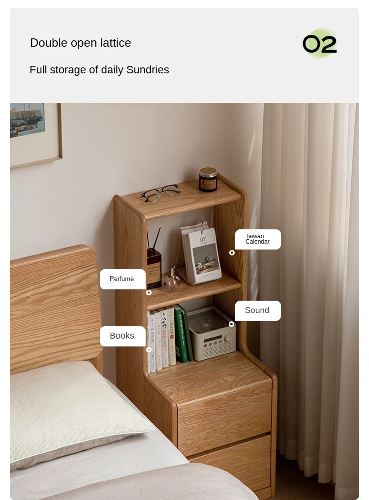Oak Solid Wood Multifunctional High Section Nightstand)