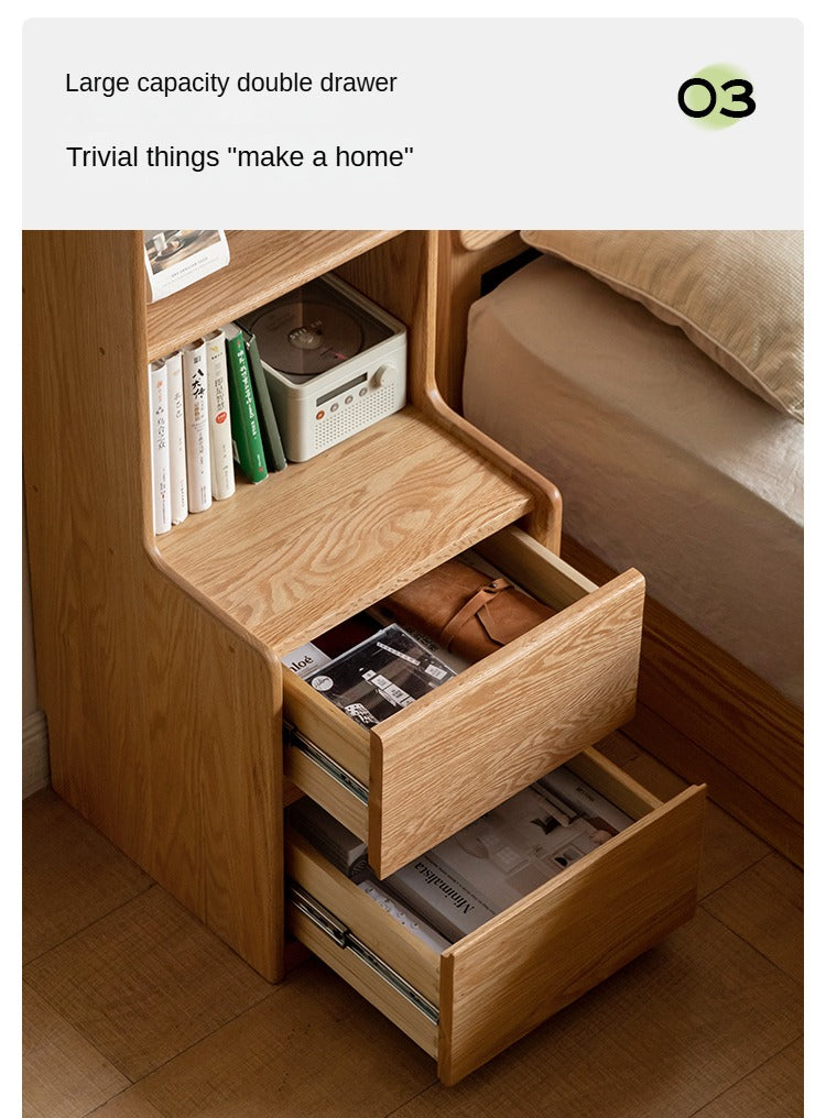 Oak Solid Wood Multifunctional High Section Nightstand)