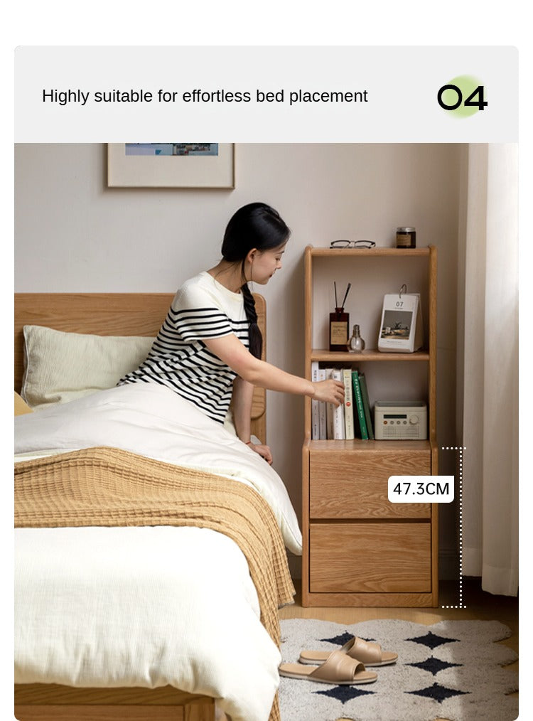 Oak Solid Wood Multifunctional High Section Nightstand)