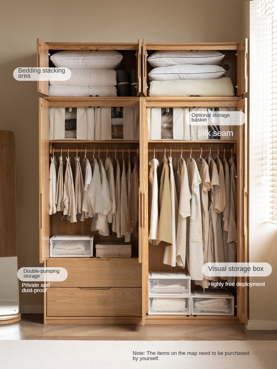 Oak, Ash Solid Wood Wardrobe.