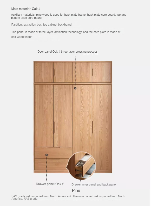 Oak, Ash Solid Wood Wardrobe.