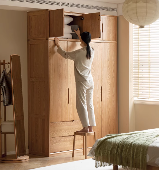 Oak, Ash Solid Wood Scandinavian Wardrobe.