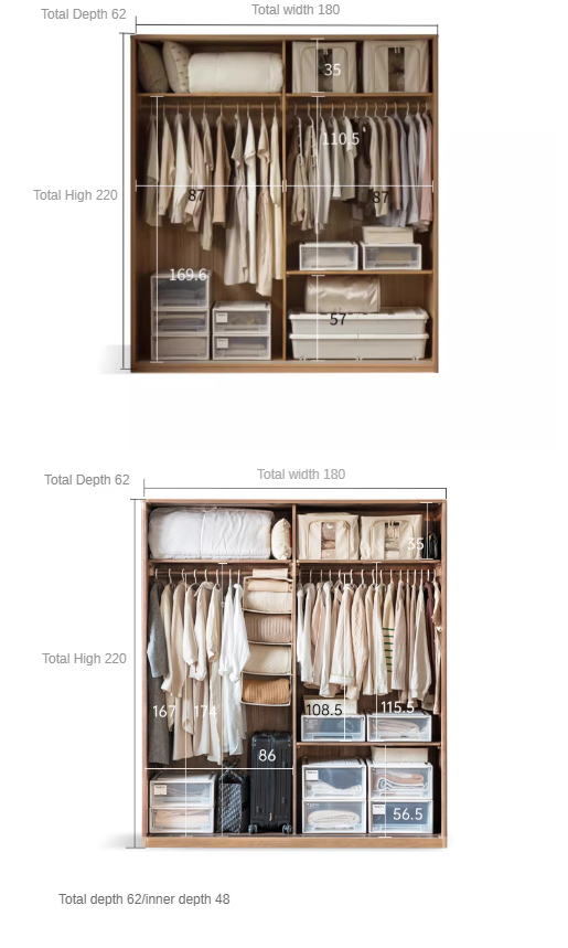 Oak Solid Wood Sliding Door Wardrobe