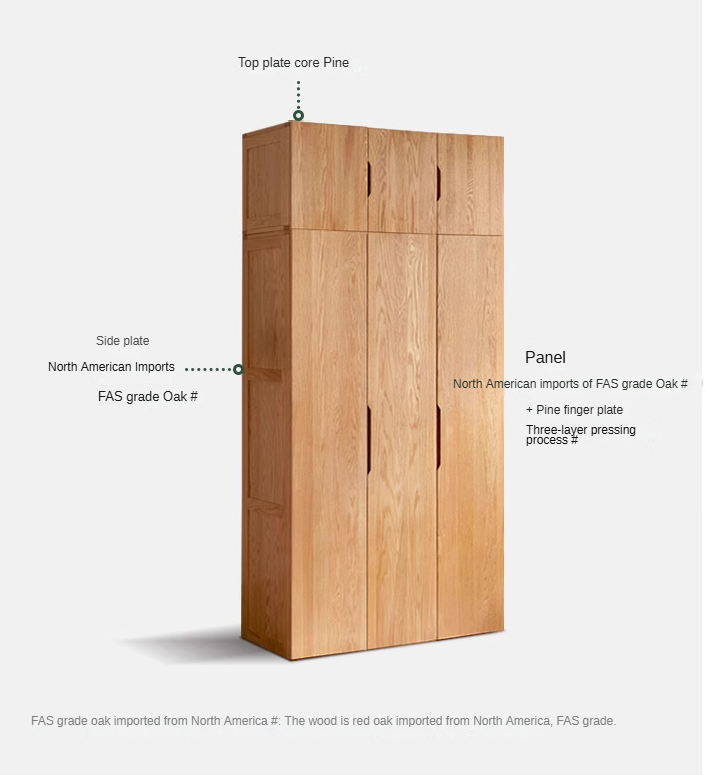 Oak Solid Wood Nordic Wardrobe.