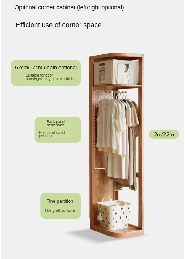 Oak Solid Wood Nordic Wardrobe.
