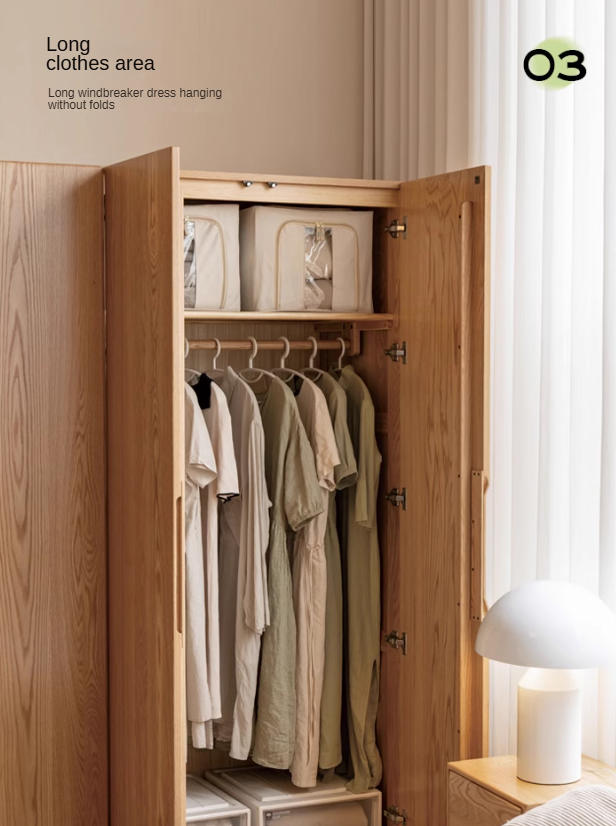 Oak Solid Wood Nordic Wardrobe.