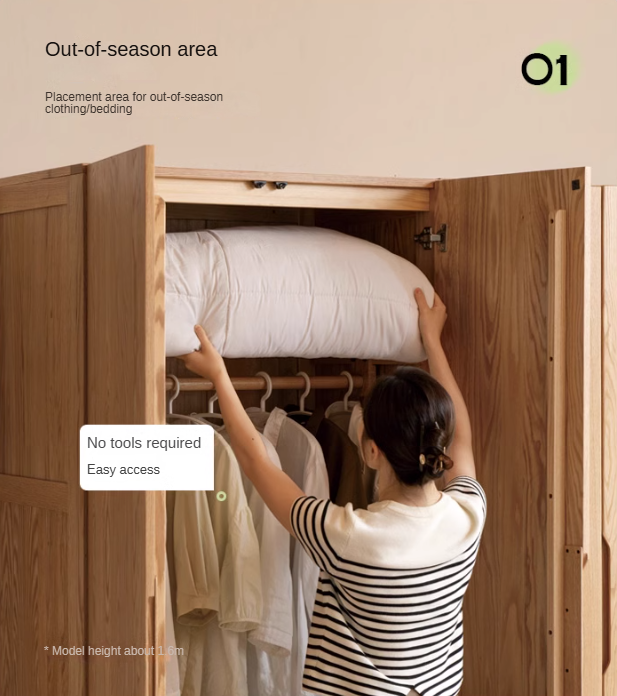 Oak Solid Wood Nordic Wardrobe.
