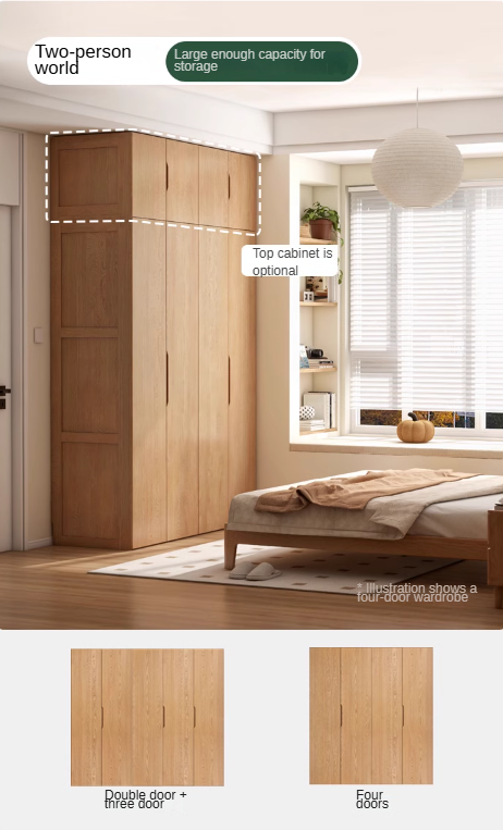 Oak Solid Wood Nordic Wardrobe.
