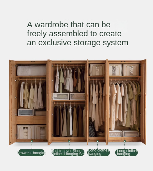 Oak Solid Wood Nordic Wardrobe.