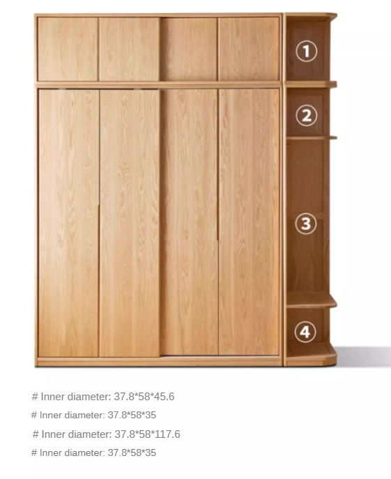 Oak Solid Wood Wardrobe Sliding Door.