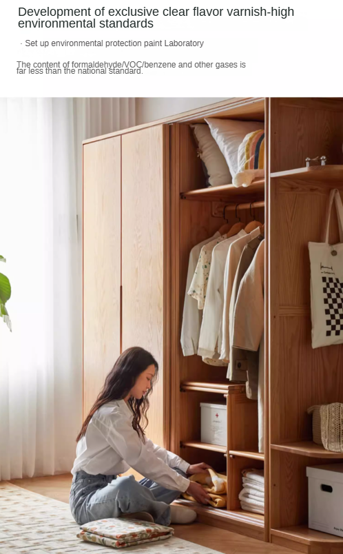 Oak Solid Wood Wardrobe Sliding Door-