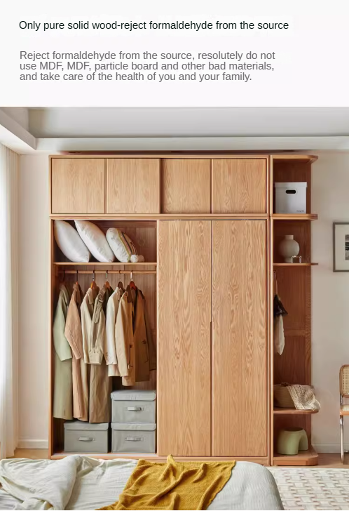 Oak Solid Wood Wardrobe Sliding Door-