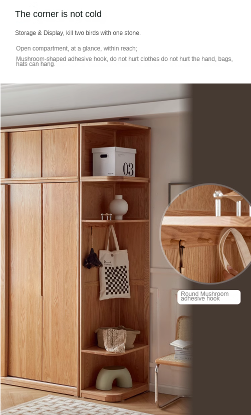 Oak Solid Wood Wardrobe Sliding Door-