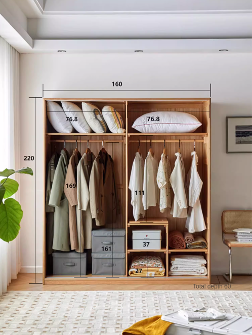 Oak Solid Wood Wardrobe Sliding Door.