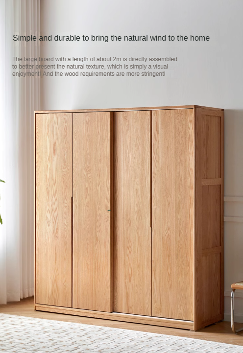 Oak Solid Wood Wardrobe Sliding Door-