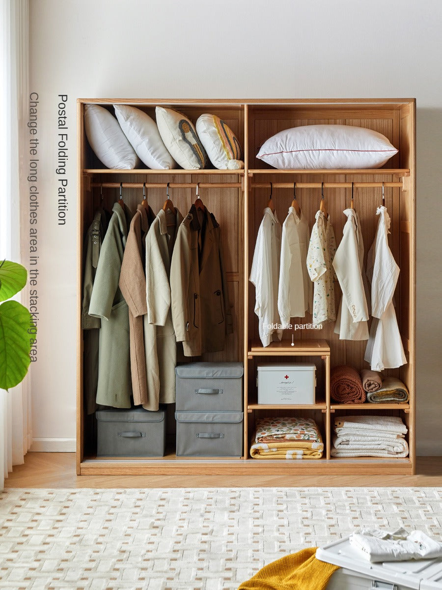 Oak Solid Wood Wardrobe Sliding Door-